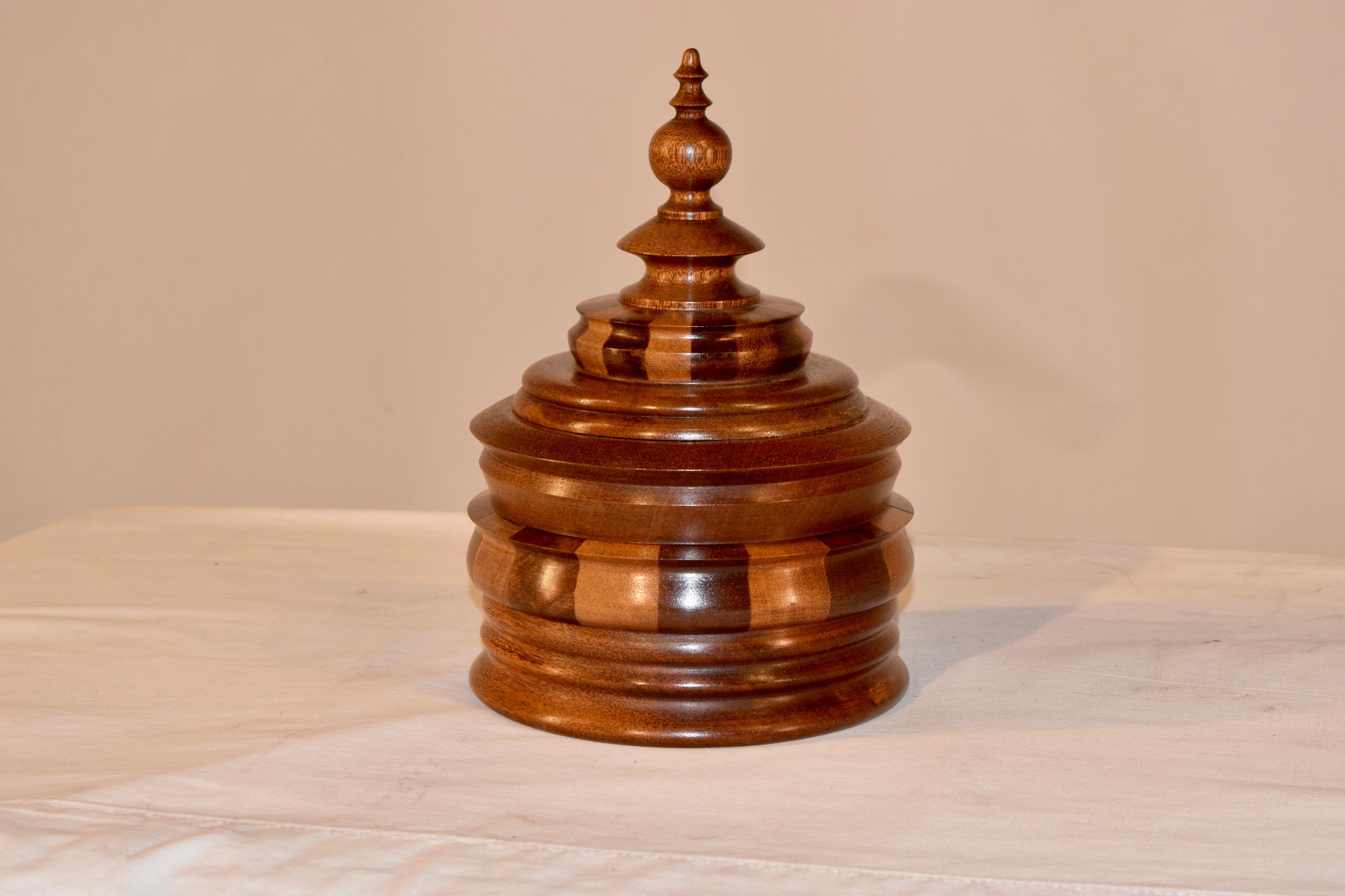 Dutch C. 1900 Turned XL Wooden Treen Jar