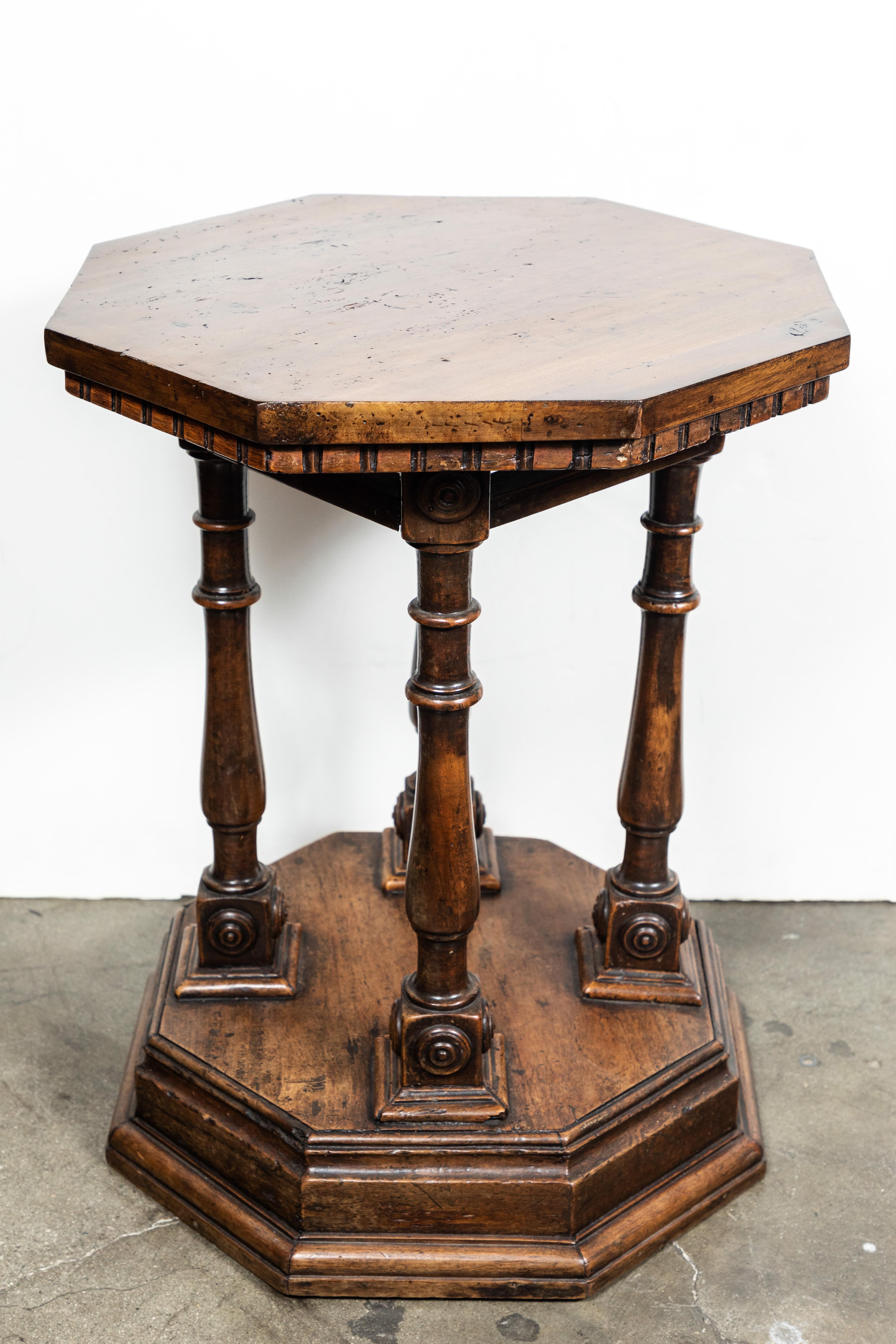 Carved Tuscan, Octagonal Side Table, circa 1900