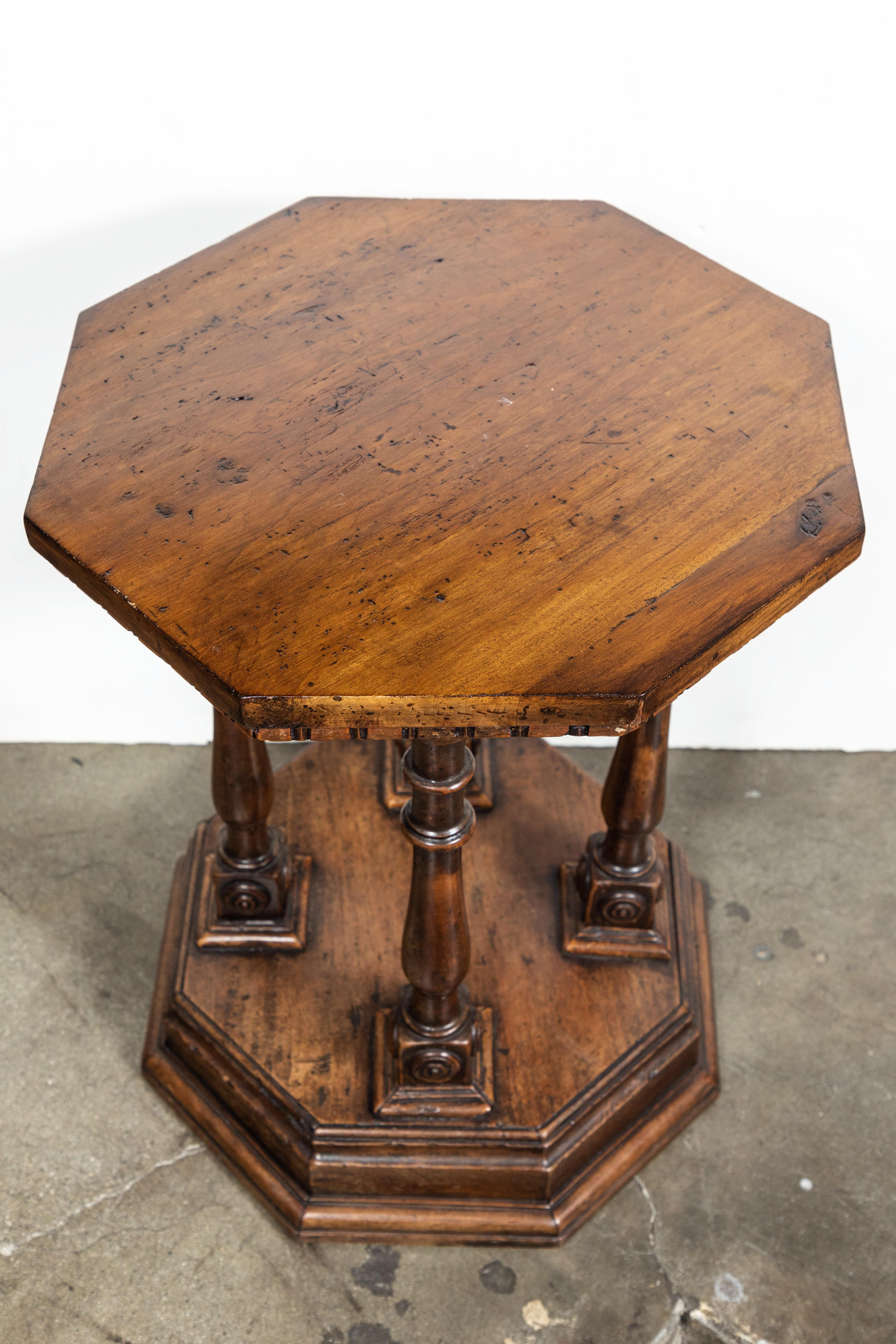 Walnut Tuscan, Octagonal Side Table, circa 1900