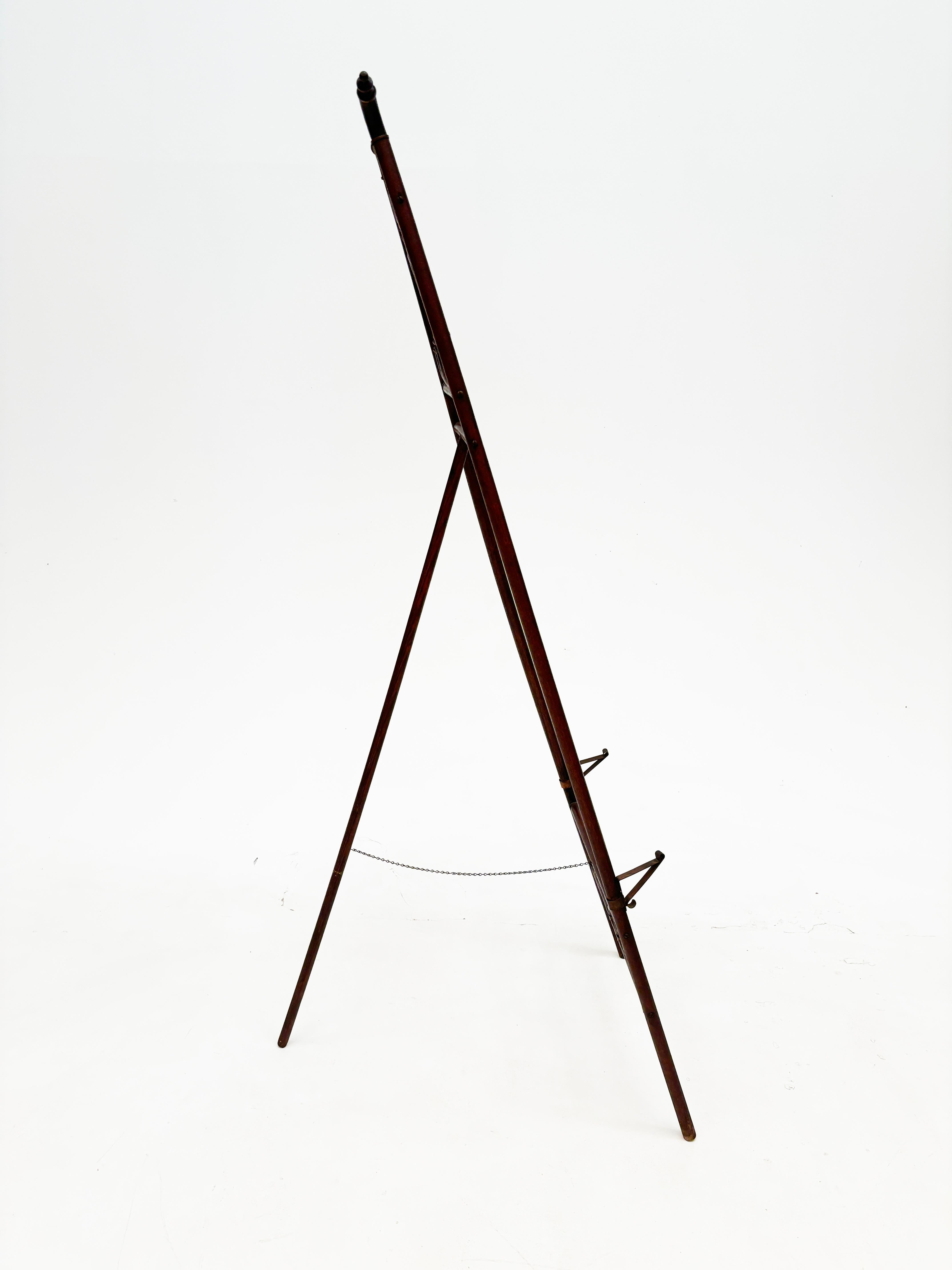 c. 1900 Victorian Oak Sticks and Ball Ornate Easel Stand en vente 3