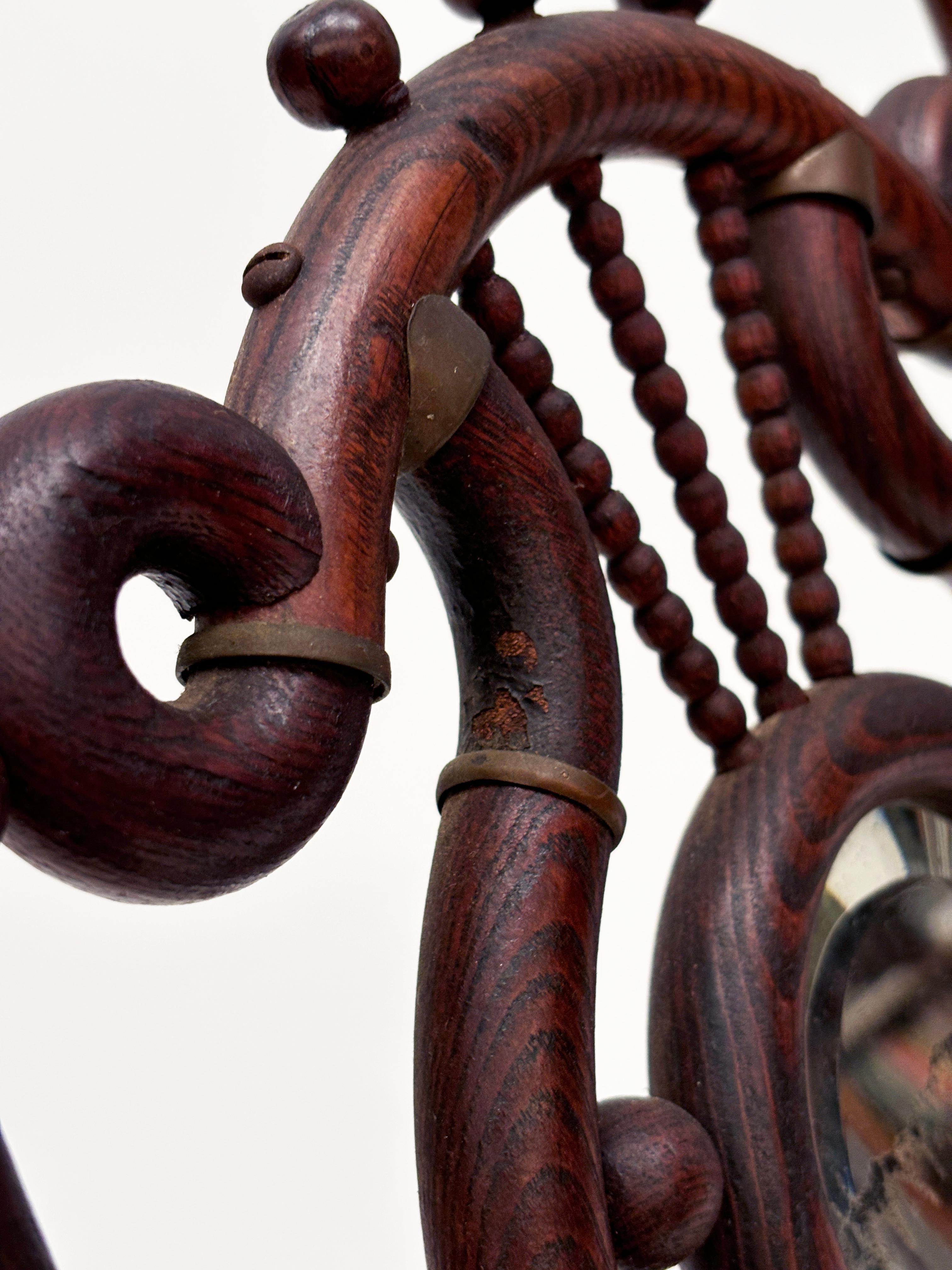 c. 1900 Victorian Oak Sticks and Ball Ornate Easel Stand en vente 6