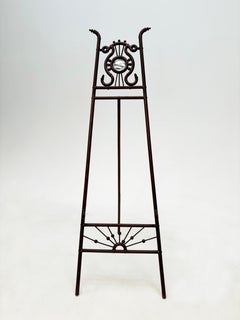 c. 1900 Victorian Oak Stick and Ball Ornate Easel Stand