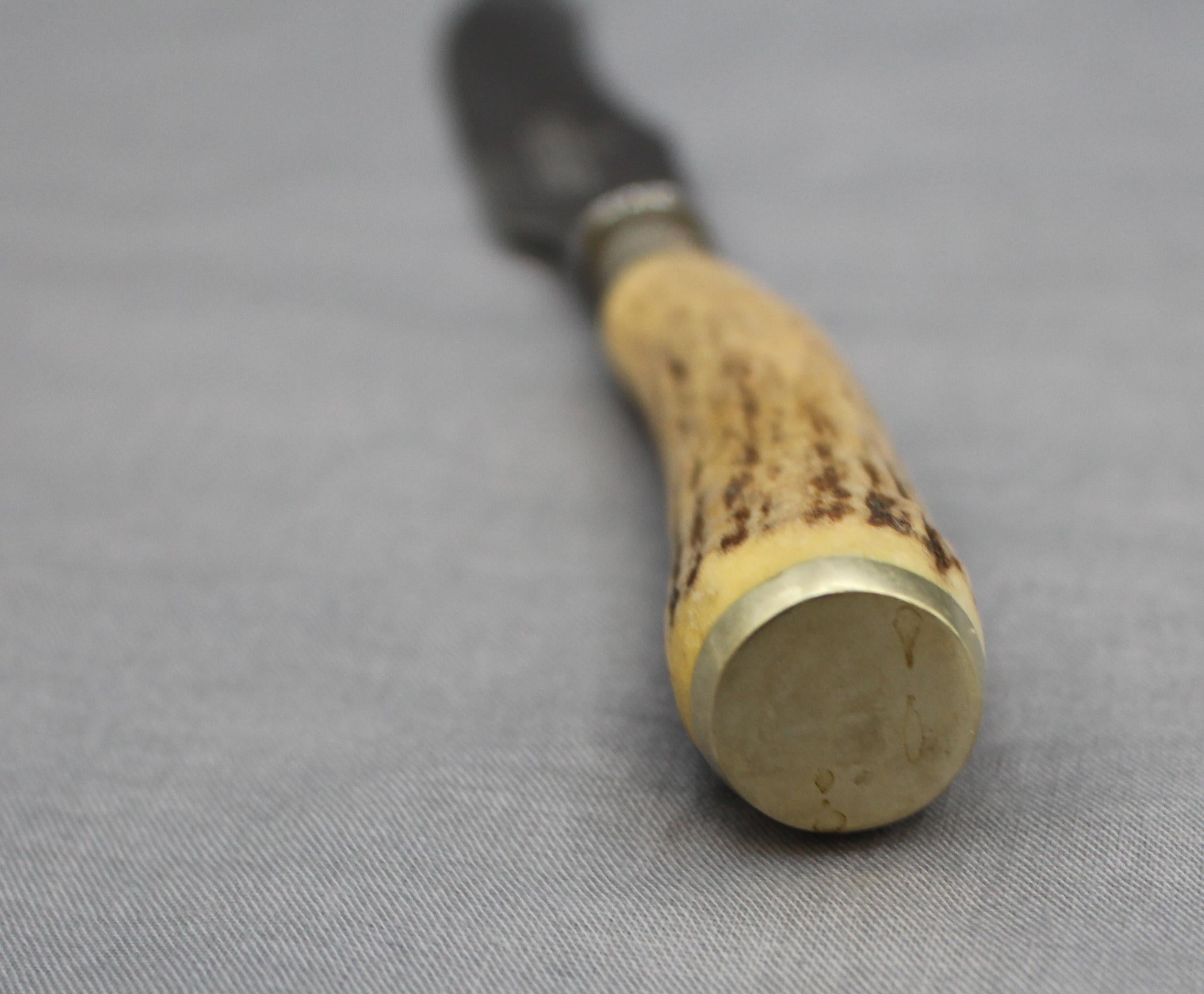 20ième siècle C. 1900 WR Humphreys & Co Service à poisson avec poignées en bois de cerf dans un coffret en vente