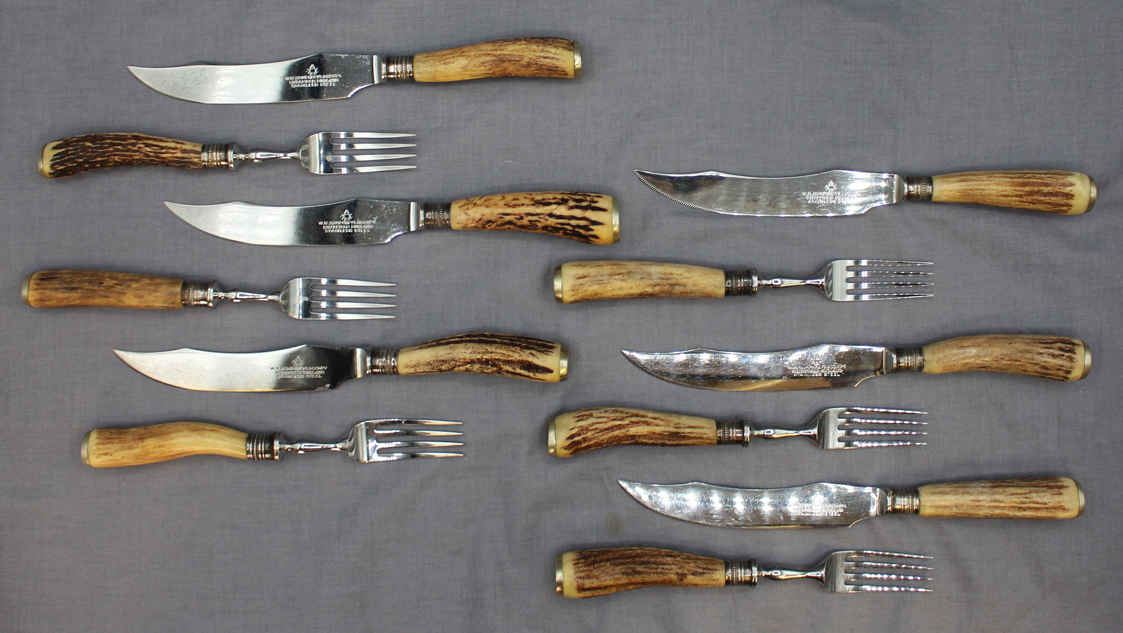 C. 1900 WR Humphreys & Co Service à poisson avec poignées en bois de cerf dans un coffret en vente 1