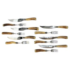 C. 1900 WR Humphreys & Co Fish Service Set with Antler Handles in Case