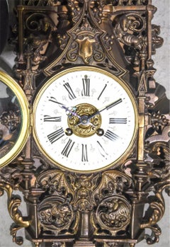 C. 1900s Antique Bronze, Renaissance Style, Gothic, Ornate, 33 Ins Wall Clock!