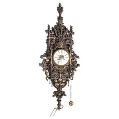 C. 1900s Antique Bronze, Renaissance Style, Gothic, Ornate, 33 Ins Wall Clock!