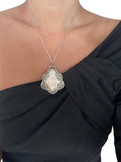 c. 1900s French Art Nouveau Sterling Silver Floral Monogram Pendant