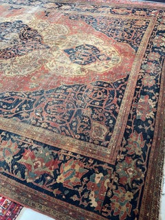 C. 1900's Old World Large Hand-knotted Wool Carpet 10.6 x 13.9