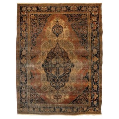 C. 1900's Old World Large Hand-knotted Wool Carpet 10.6 x 13.9