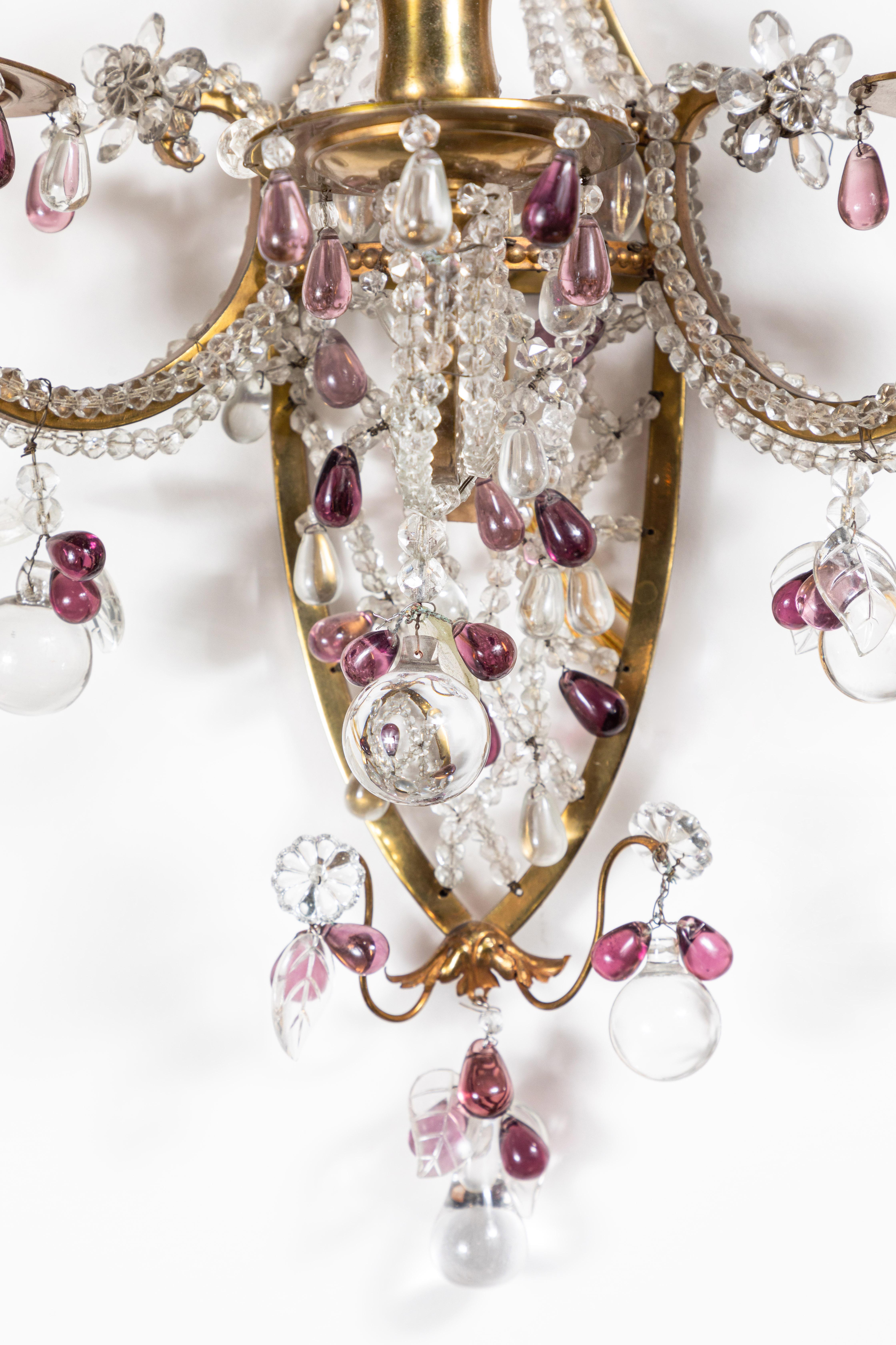 French, Crystal Sconces, circa 1910 For Sale 5