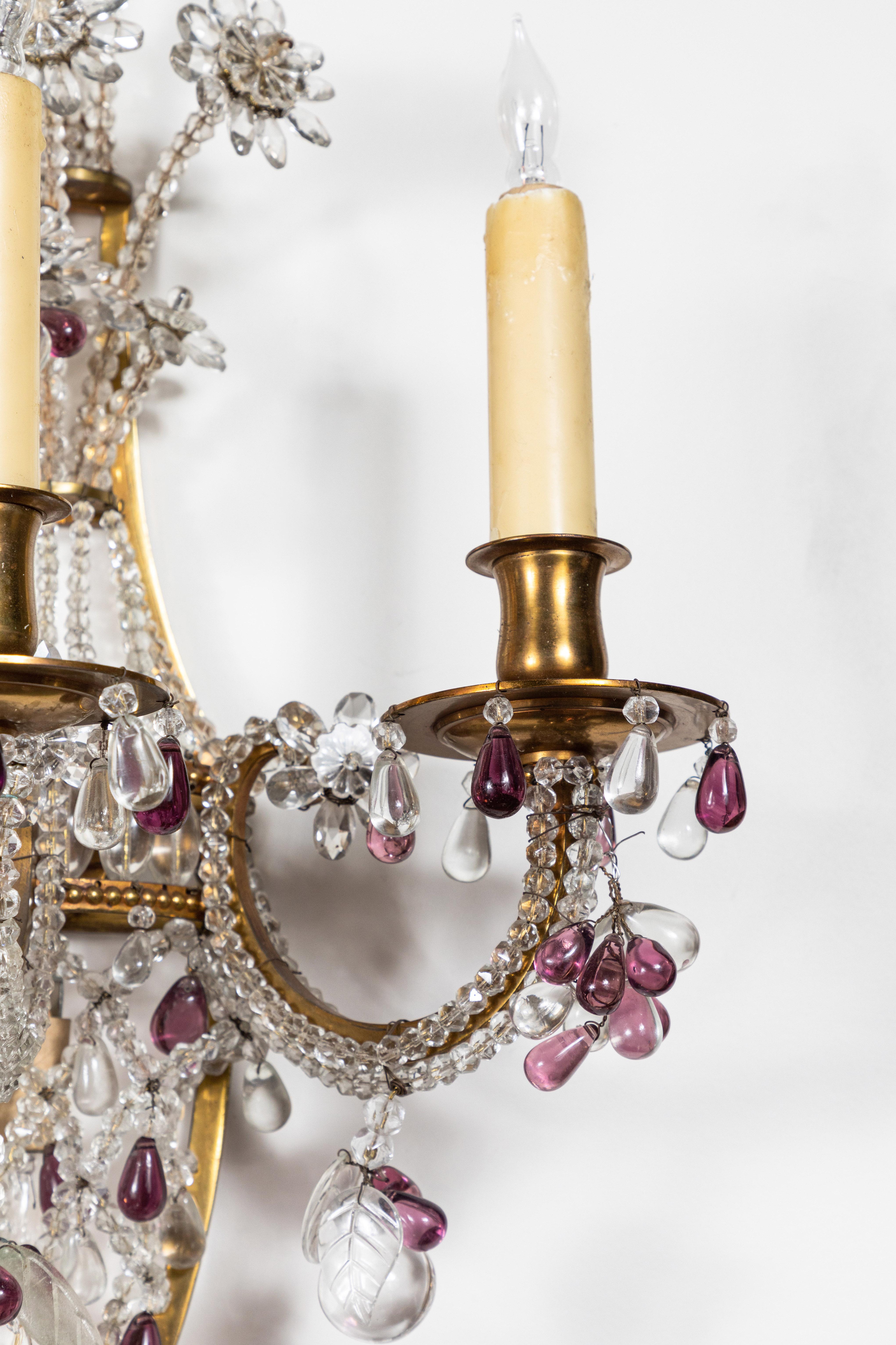 Early 20th Century French, Crystal Sconces, circa 1910 For Sale