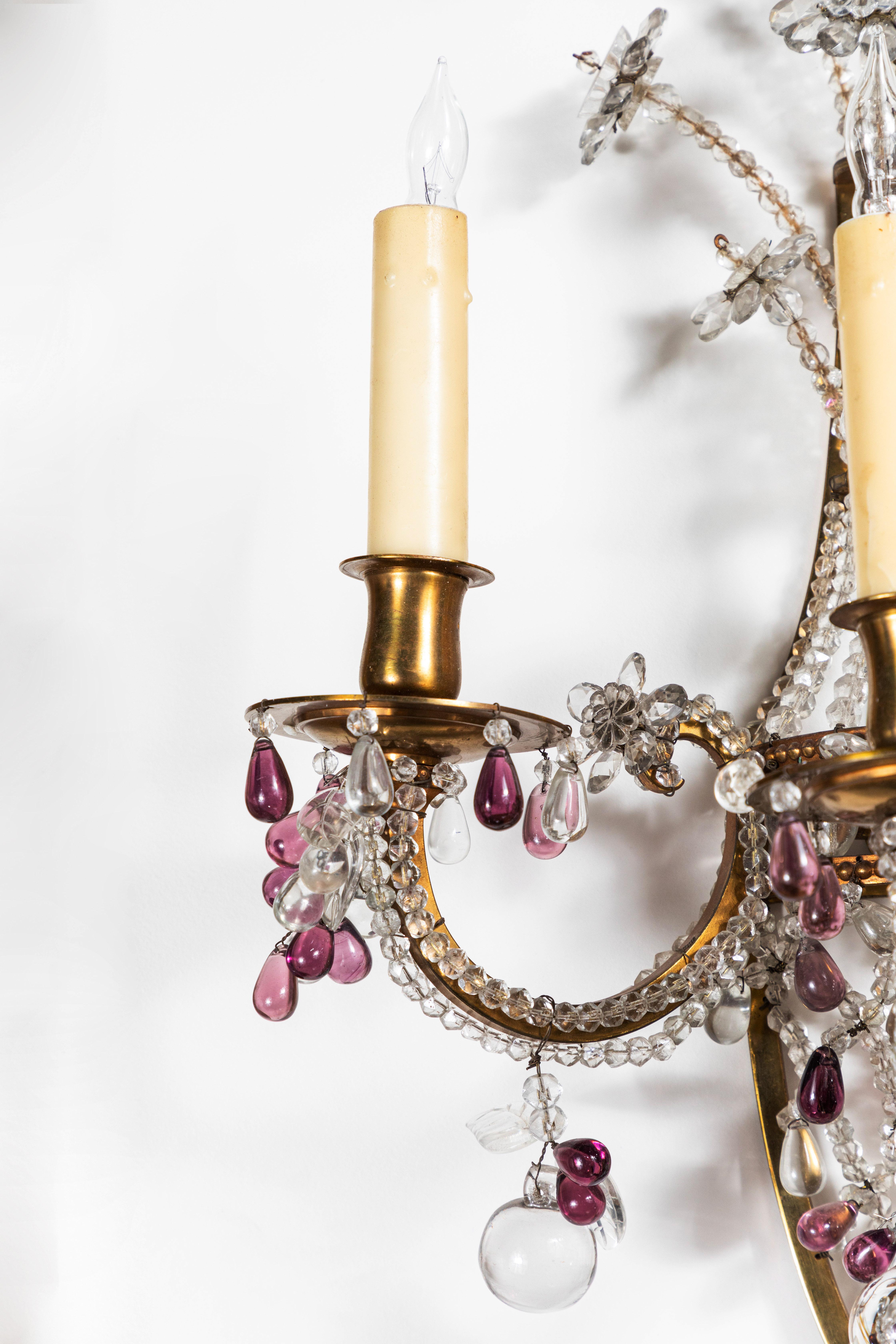 French, Crystal Sconces, circa 1910 For Sale 3