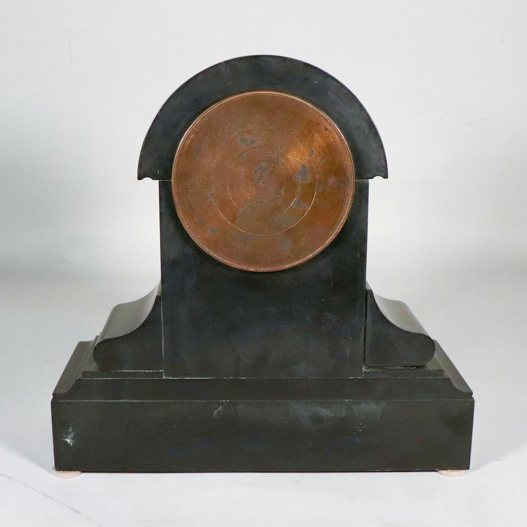 C. 1910 James Rankin Junior Adam Style Eight-Day Mantle Clock with Faux Marble For Sale 4