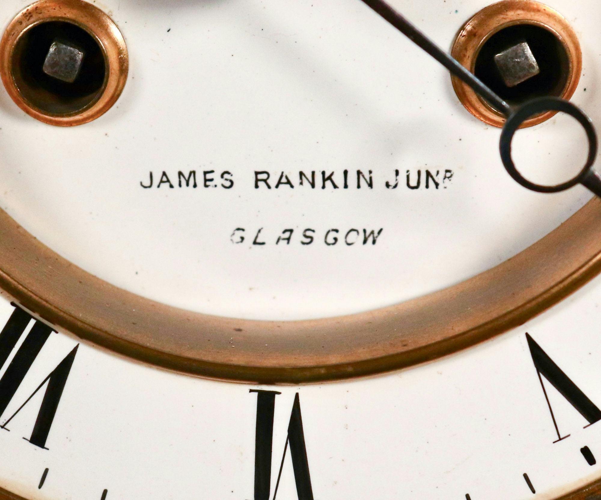C. 1910 James Rankin Junior Adam Style Eight-Day Mantle Clock with Faux Marble For Sale 1