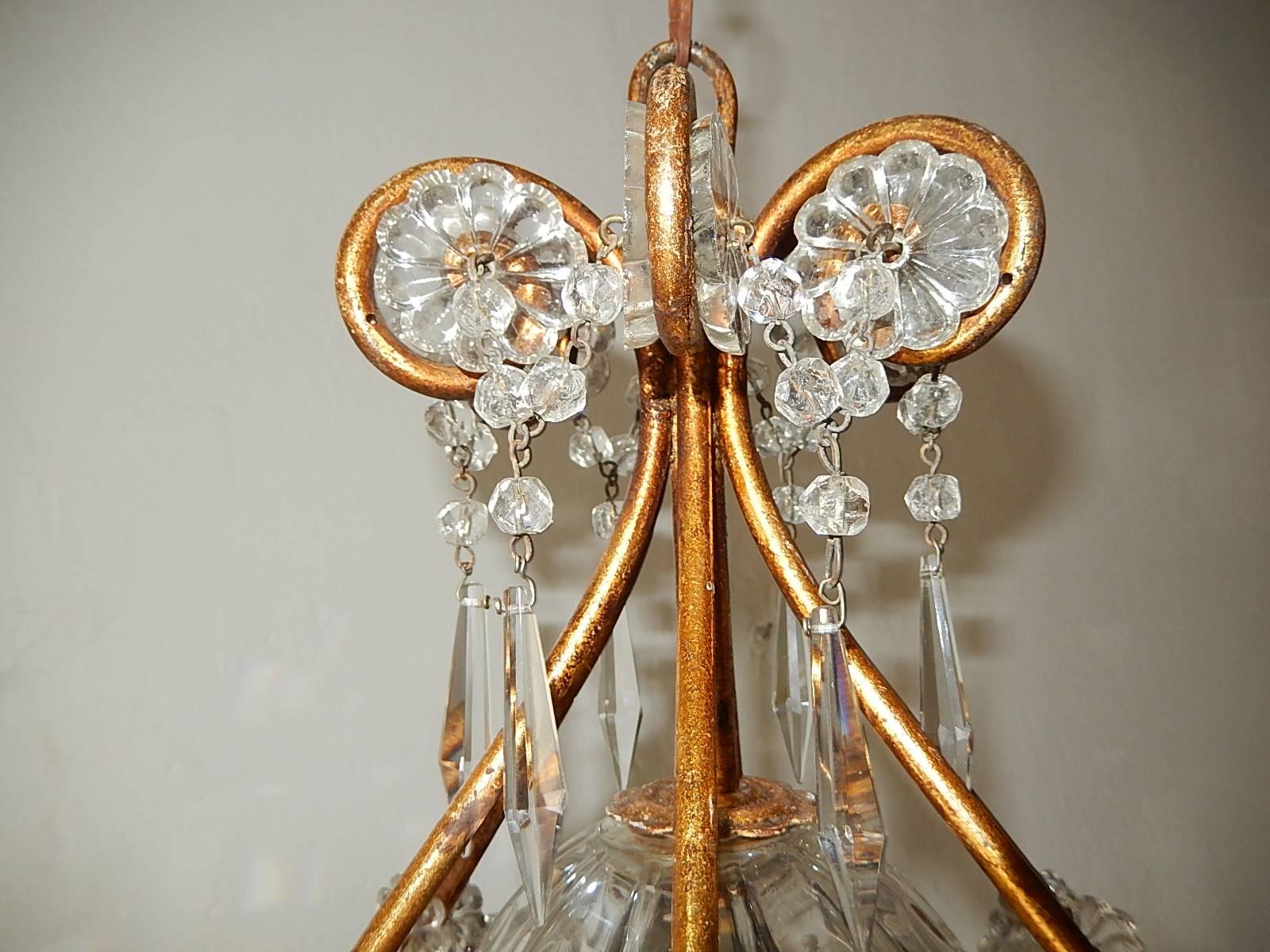 13 Lights French Rare Crystal Prisms Chandelier, circa 1920 7