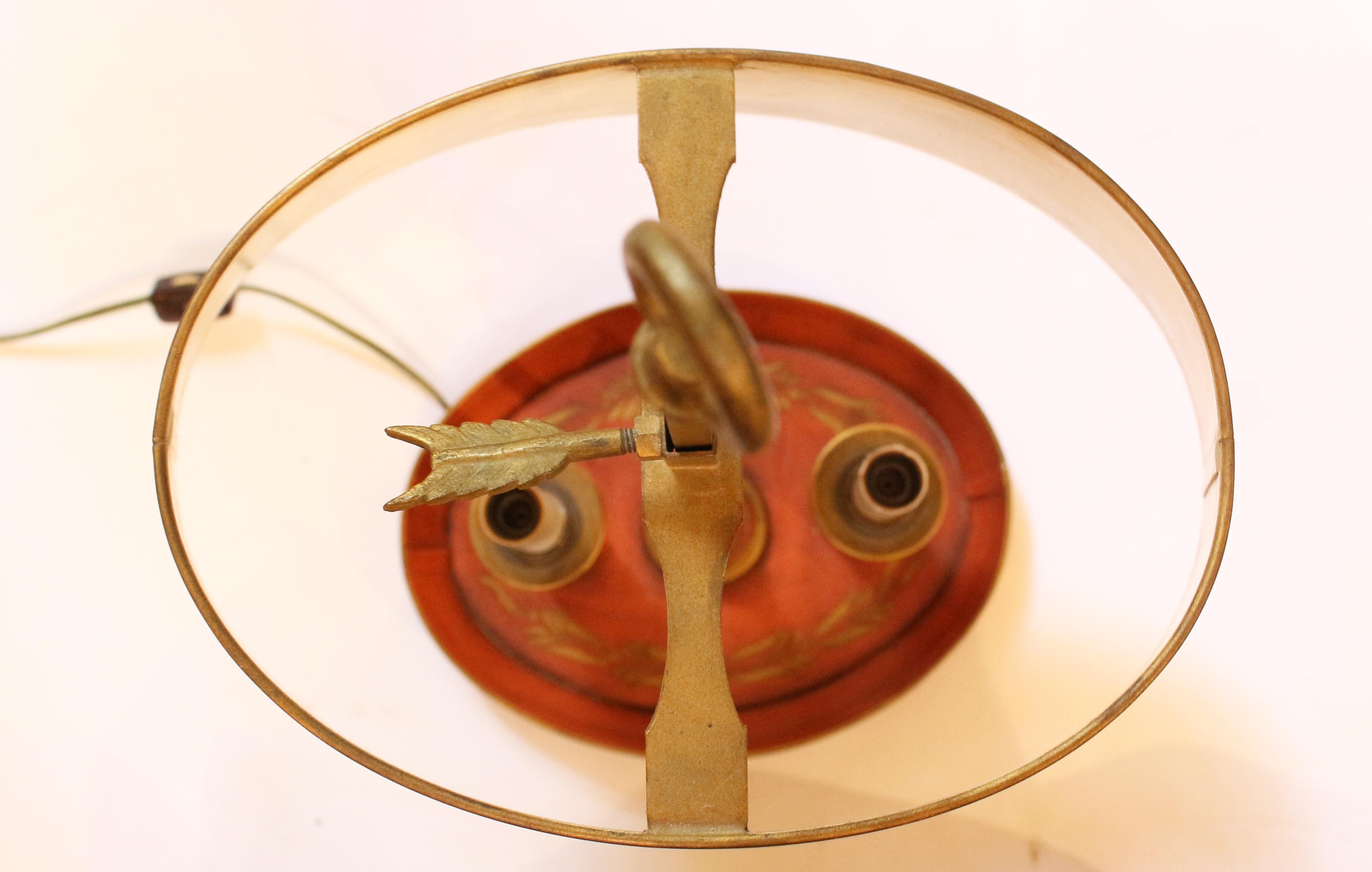 20th Century C. 1920-30s French Tole Bouillotte Lamp For Sale