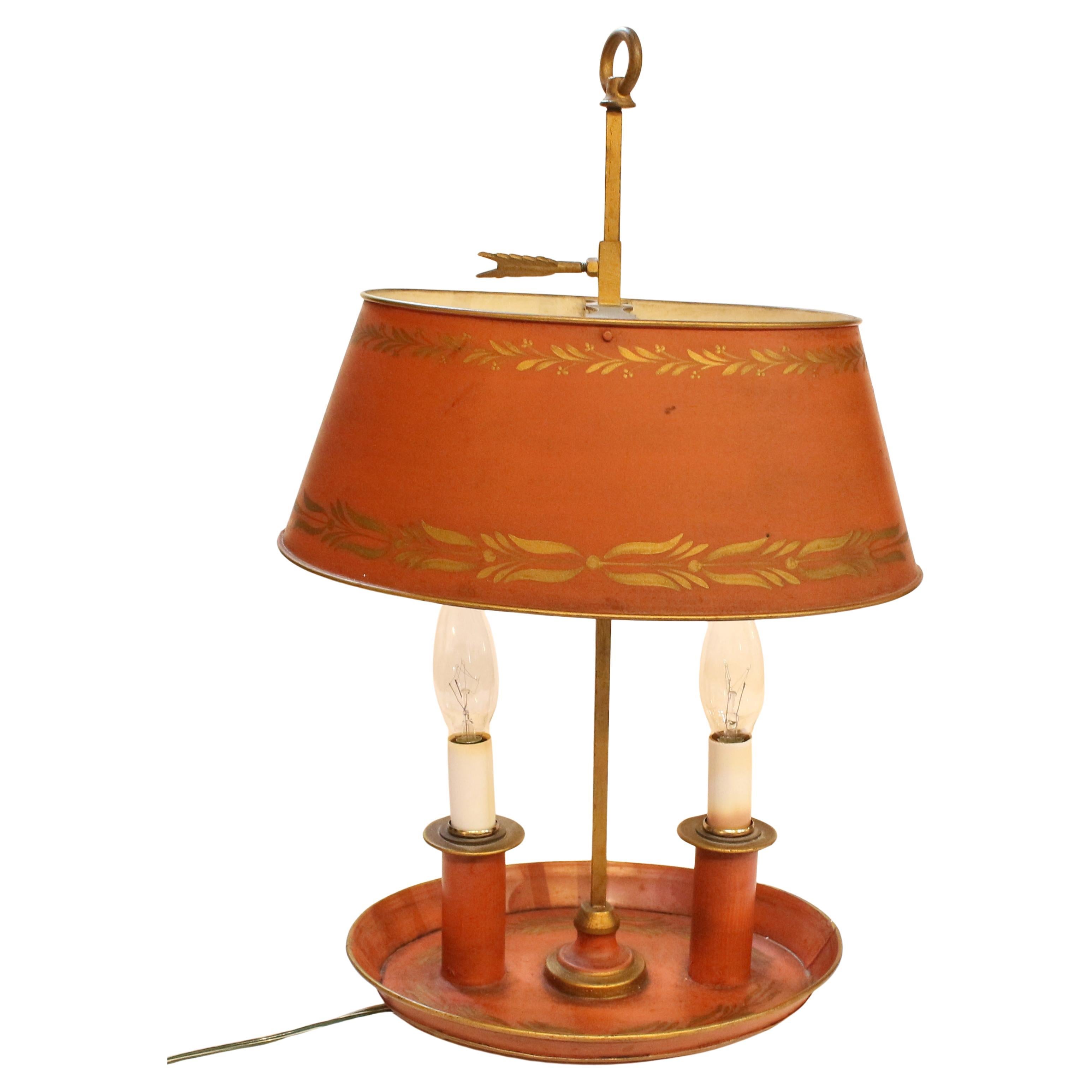 C. 1920-30s French Tole Bouillotte Lamp For Sale