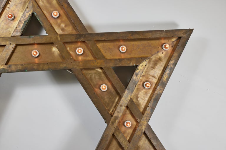 20th Century c 1920 Brass Star of David Chandelier from Chicago Synagogue For Sale
