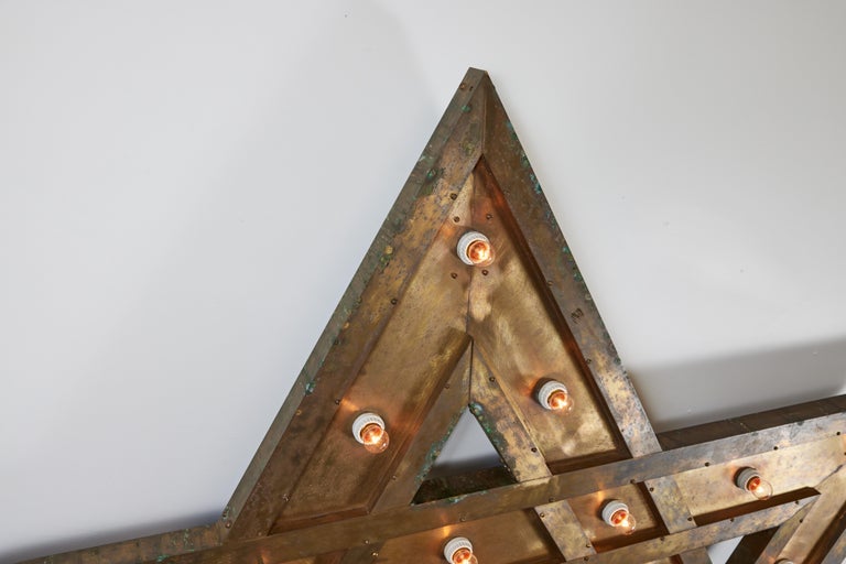 c 1920 Brass Star of David Chandelier from Chicago Synagogue For Sale 3