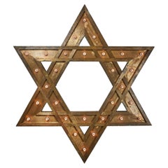c 1920 Brass Star of David Chandelier from Chicago Synagogue