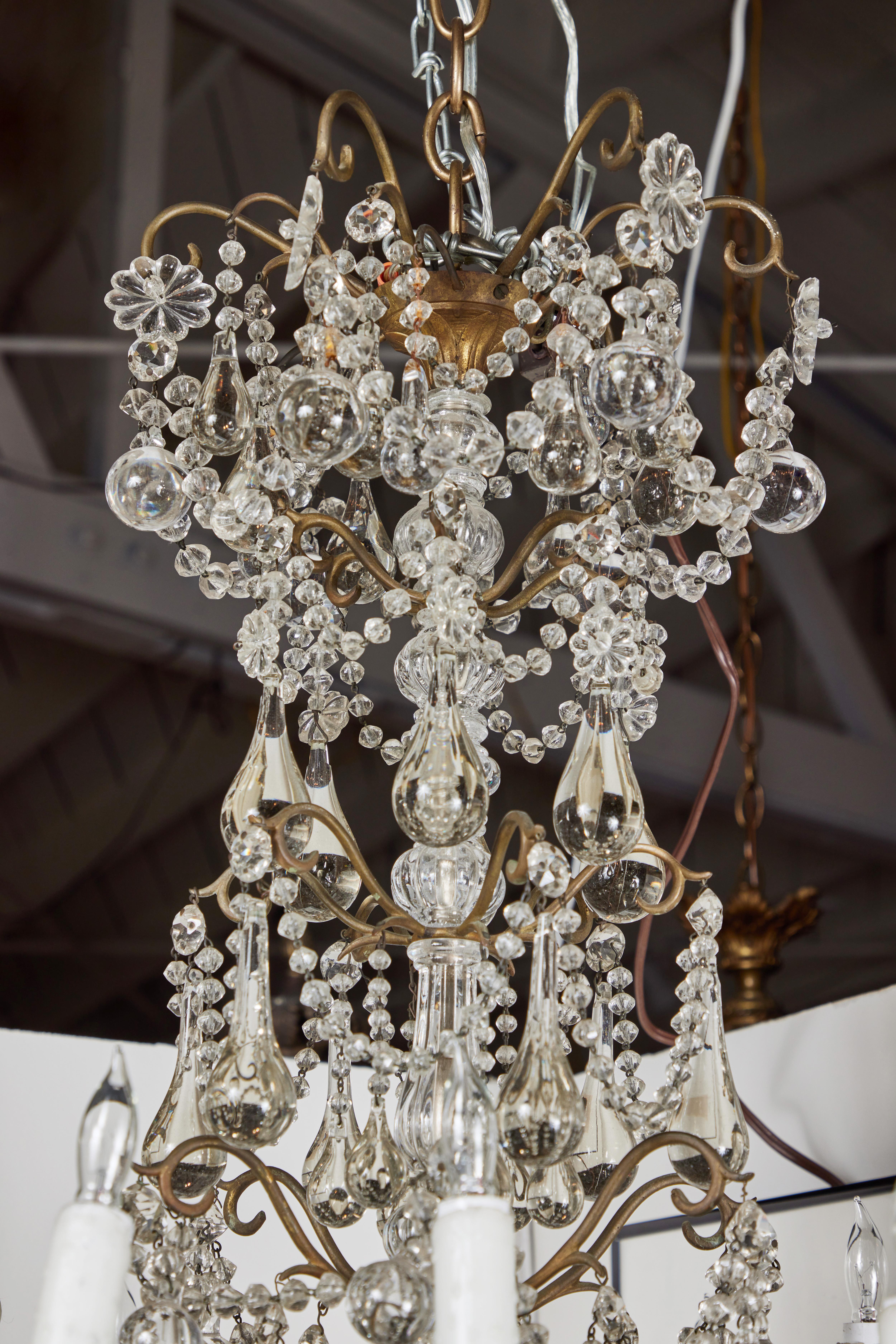Early 20th Century c. 1920, Italian, Crystal Chandelier For Sale