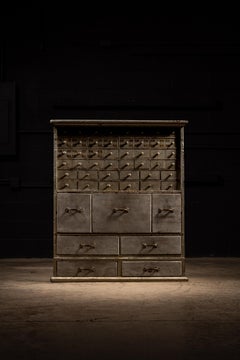 c. 1920 Multi-Drawer Industrial Hardware Cabinet in Gray