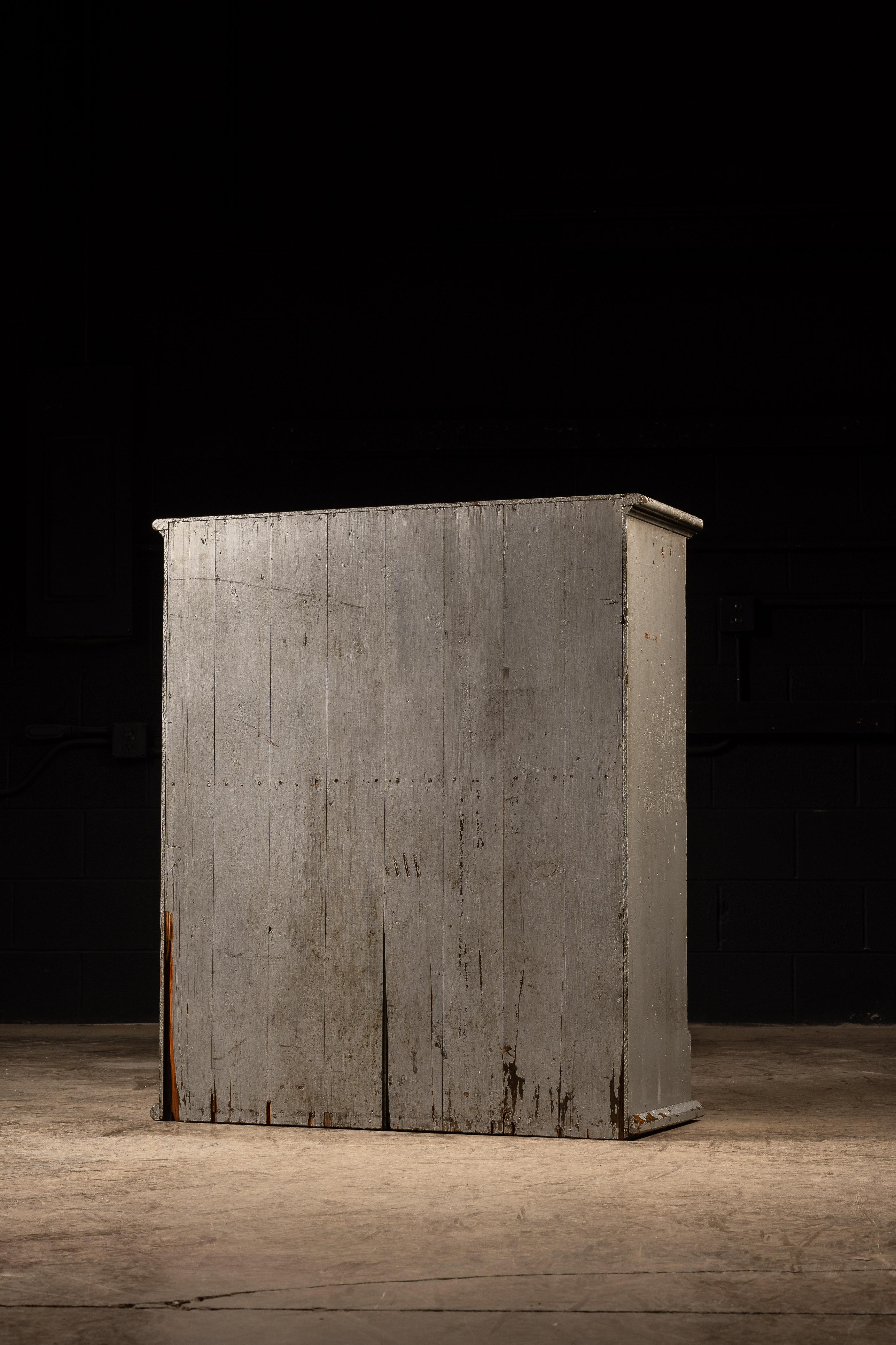 c. 1920 Multi-Drawer Industrial Hardware Cabinet in Gray For Sale 3