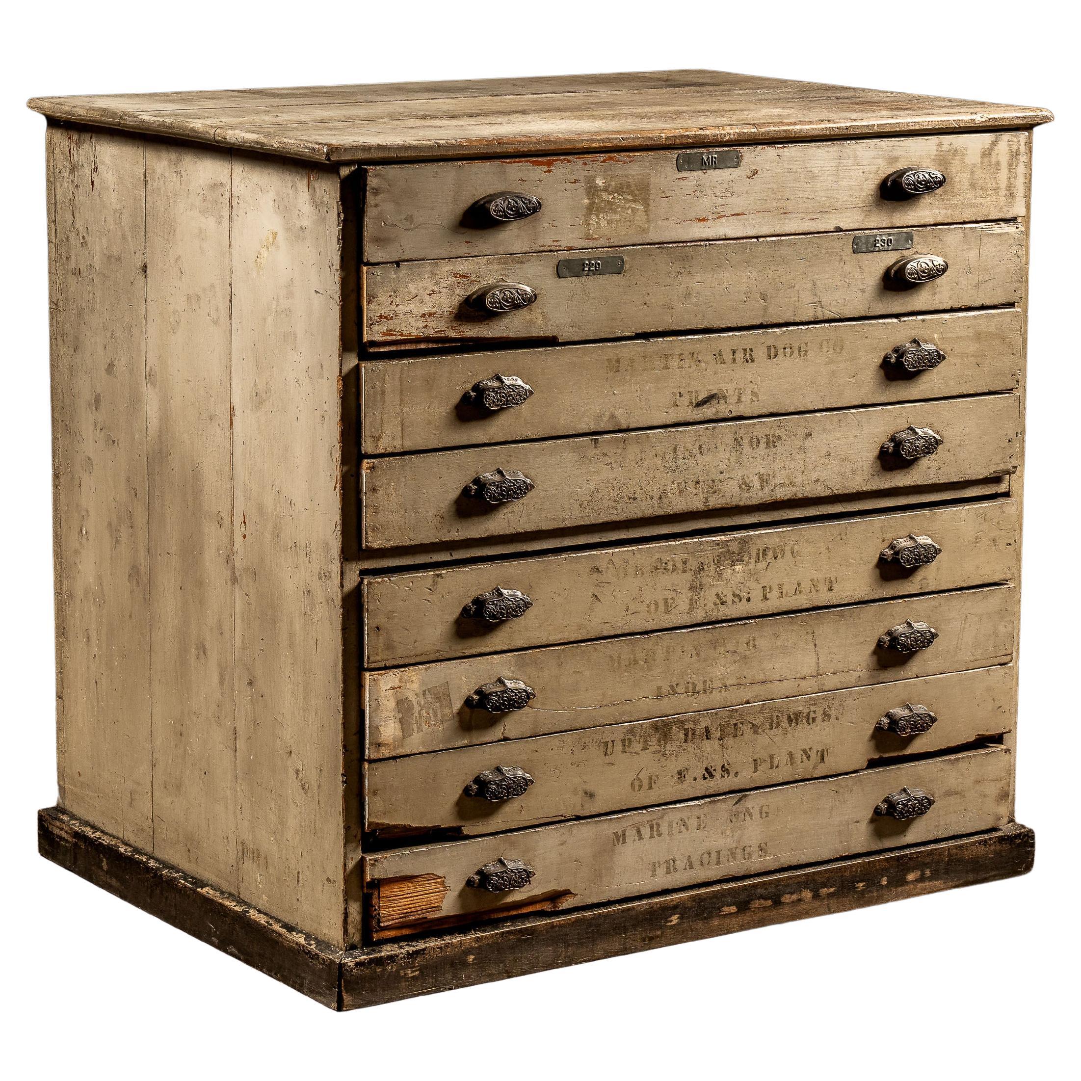 c. 1920 Painted Wooden Flat File in vendita