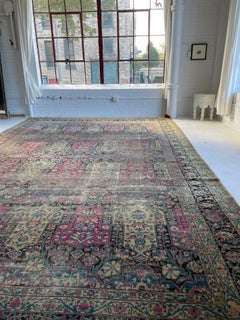 C. 1920 Tappeto da giardino annodato a mano di dimensioni reali 11,4 x 17,7