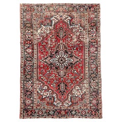 C. 1920 "Pocket-Size" Heriz Hand-knotted Wool Rug 6.7 x 9.1