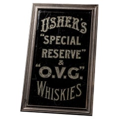 Antique c. 1920 ROG Usher's "Special Reserve" Beveled Advertising Sign