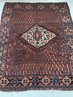 C. 1920 Square Village Tribal Hand-woven Wool Rug 5.2 x 6.
