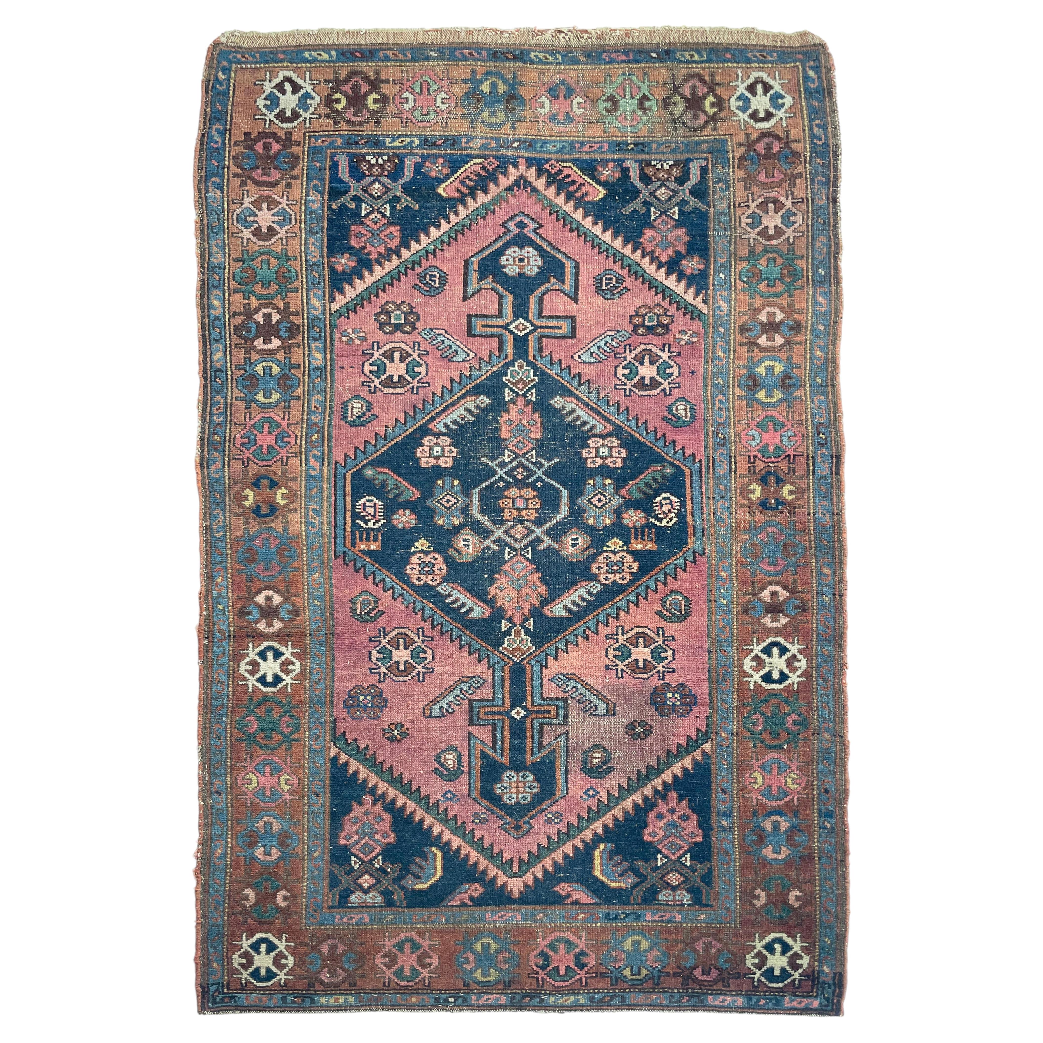 C. 1920 Tribal Hand-knotted Wool Rug 3.3 x 5.8