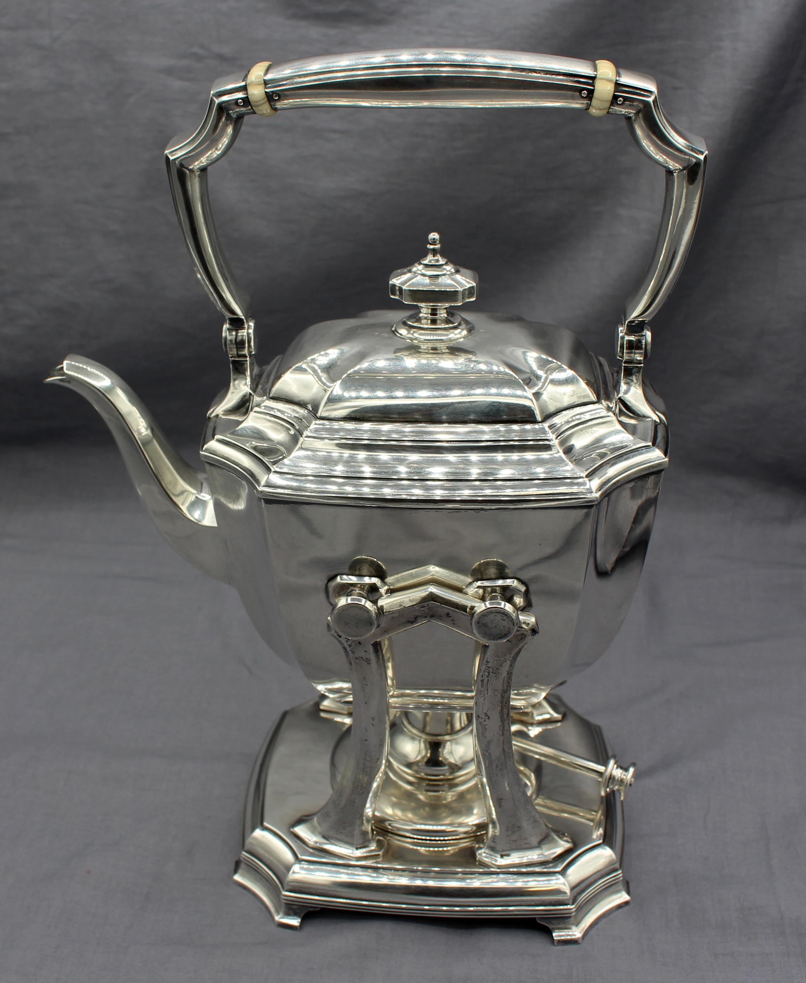 Sterling silver 4-piece tea service by Tiffany, Hampton pattern, circa 1920s-30s. Marked: 