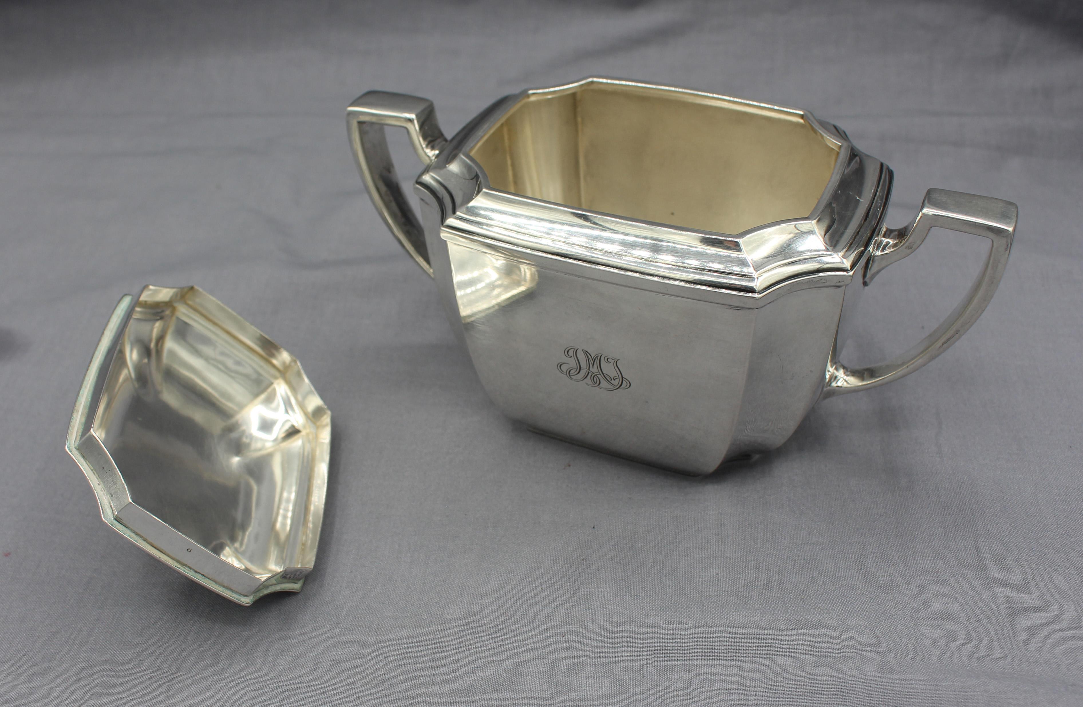 c. 1920s-30s 4-Piece Sterling Silver Tea Service by Tiffany For Sale 1
