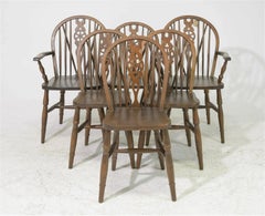 C. 1920's Antique Wagon Wheel Back, Oak, Arm and Side Chairs, Set of Twelve!!