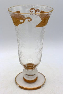 c. 1920s Duncan & Miller Gold Encrusted Glass Vase