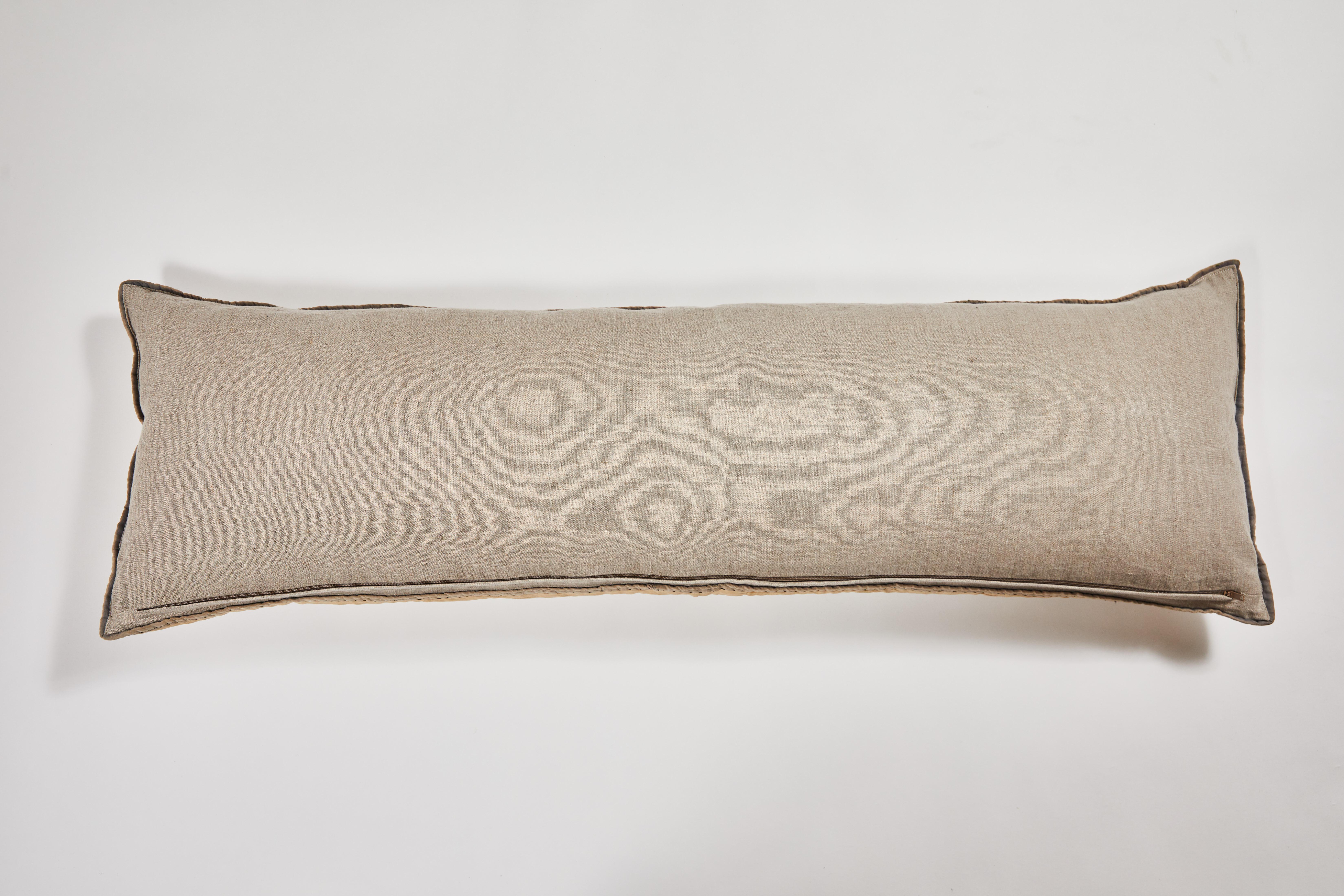 20th Century Egyptian Revival Textile Panel Custom Decorative Bolster Pillow, circa 1920s