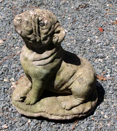 c. 1920s English Cast Stone Bulldog Garden Statue