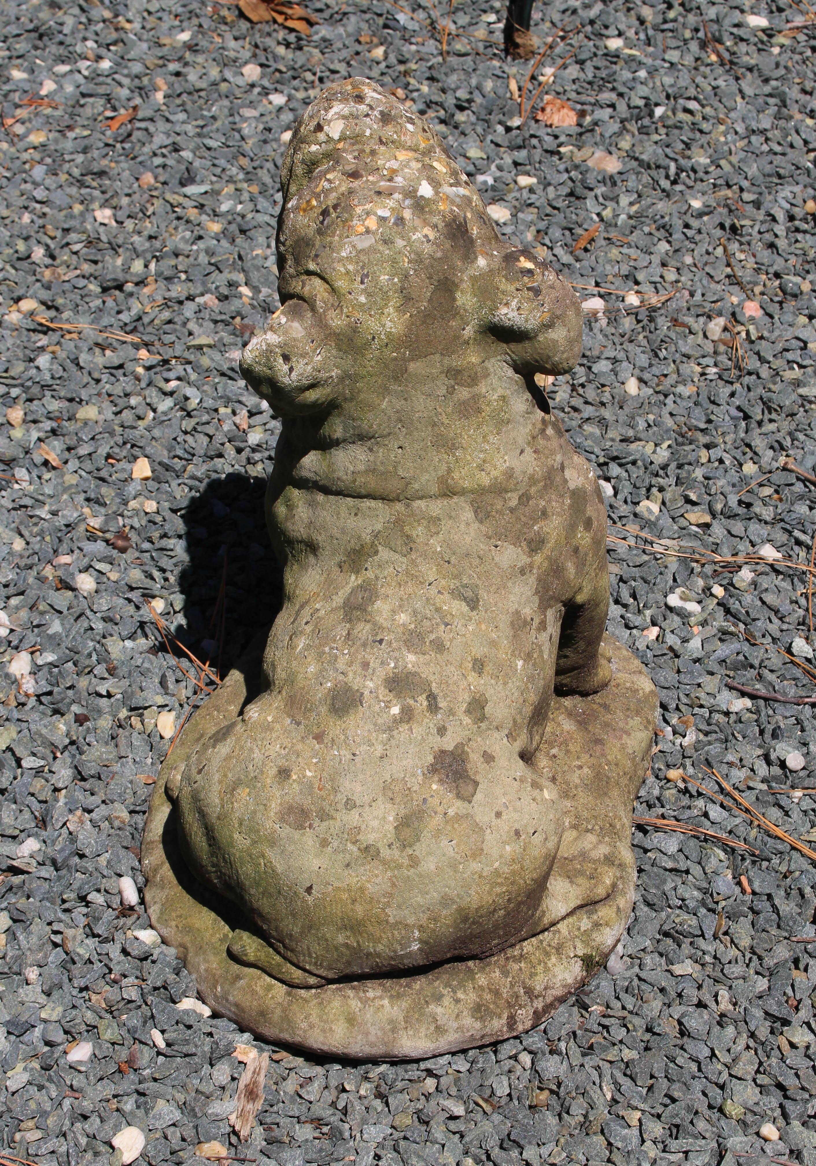 Romantic c. 1920s English Cast Stone Bulldog Garden Statue