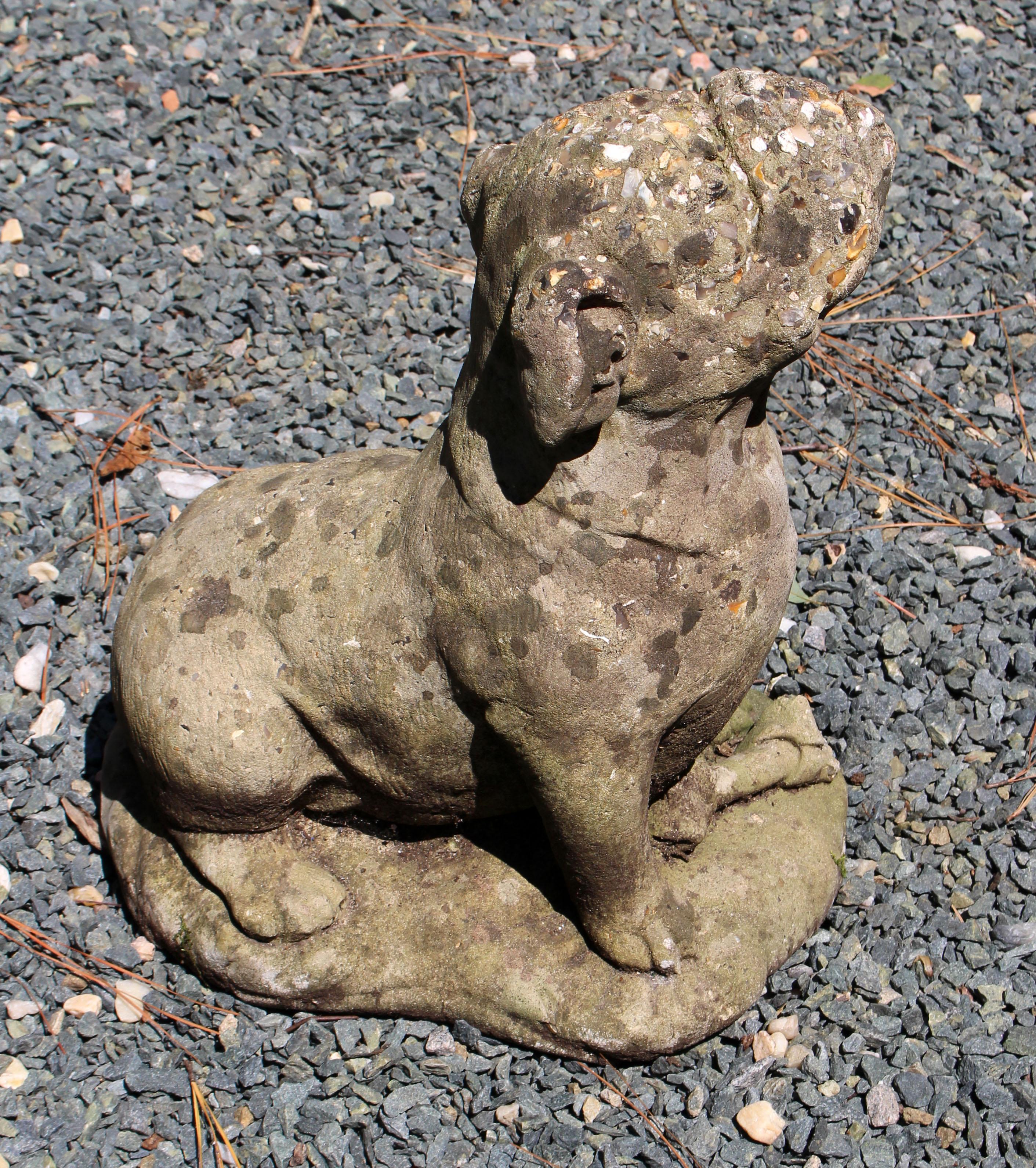 c. 1920s English Cast Stone Bulldog Garden Statue In Good Condition In Chapel Hill, NC