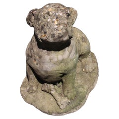 Antique c. 1920s English Cast Stone Bulldog Garden Statue