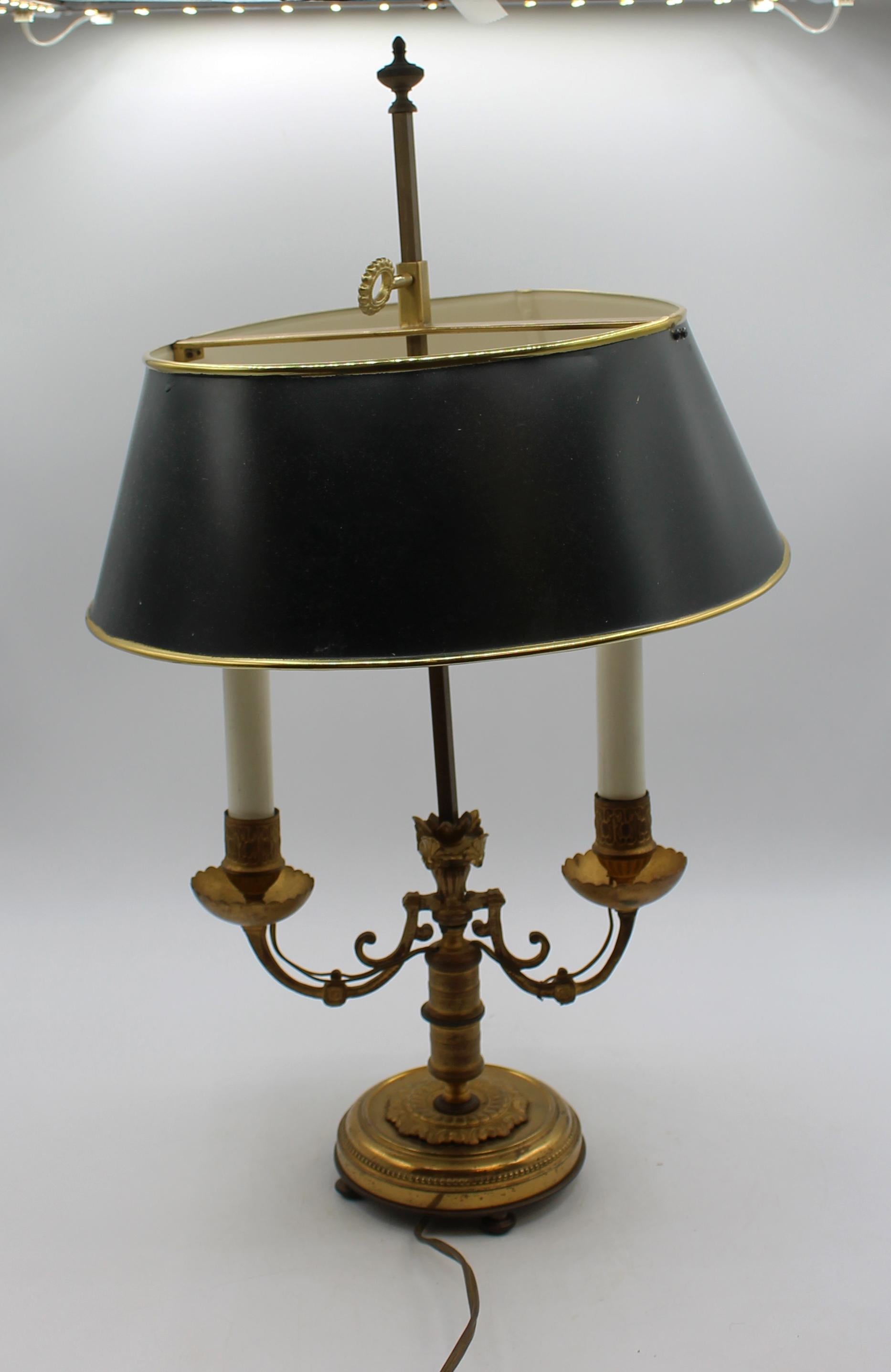 Egyptian Revival c. 1920s French Bronze Bouillotte Lamp For Sale