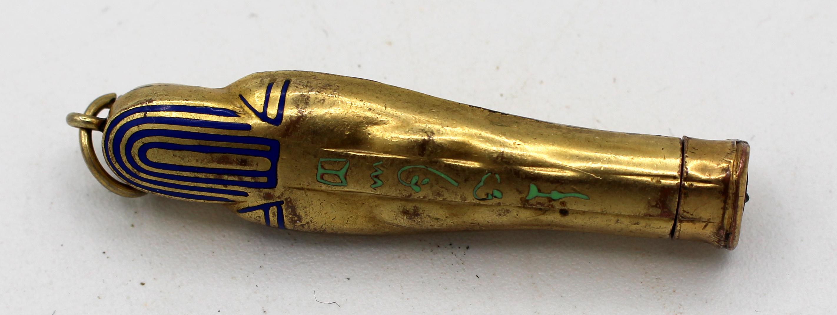 European c. 1920s Mummy Sarcophagus Form Pendant Retractable Pencil