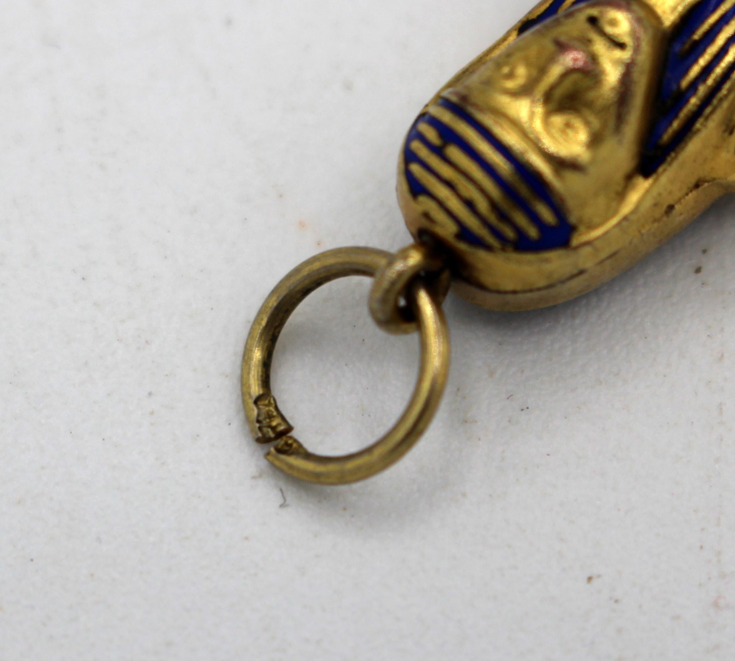 c. 1920s Mummy Sarcophagus Form Pendant Retractable Pencil In Good Condition In Chapel Hill, NC