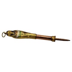 c. 1920s Mummy Sarcophagus Form Pendant Retractable Pencil