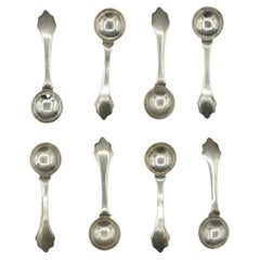 c. 1920s Set of 8 Colonial Revival Sterling Silver Individual Salt Spoons
