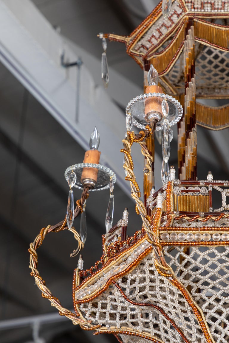Beaded Pagoda Chandelier, circa 1930 For Sale at 1stdibs