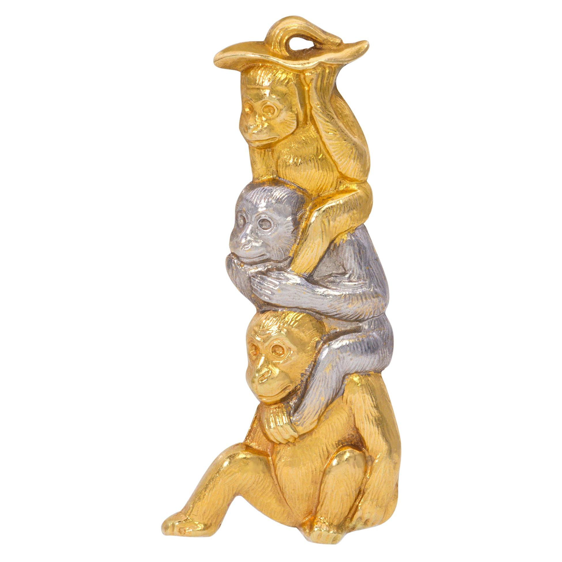 Chaumet 18 Karat Gold Monkey Brooch